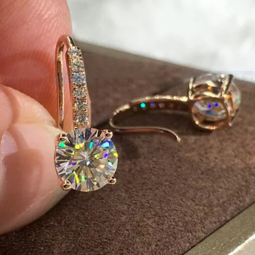 18K rose gold diamond drop earrings